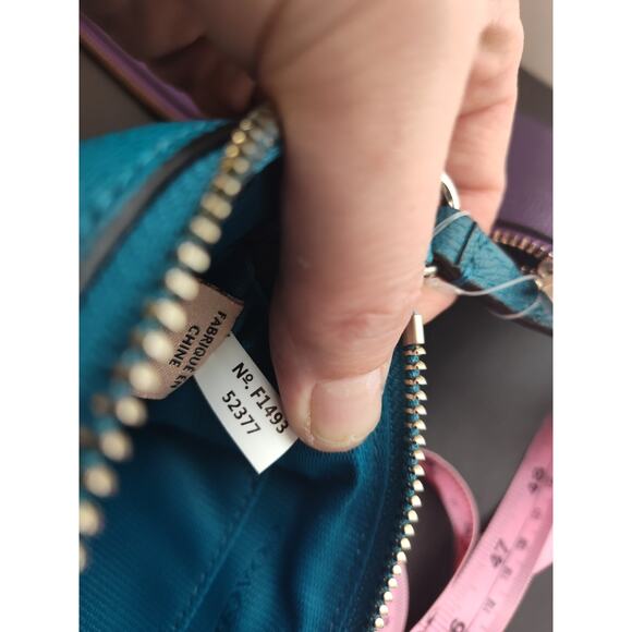 COACH Crossbody Bag with Pouch Teal Blue Designer Leather Handbag Set F1493 - Picture 6 of 9